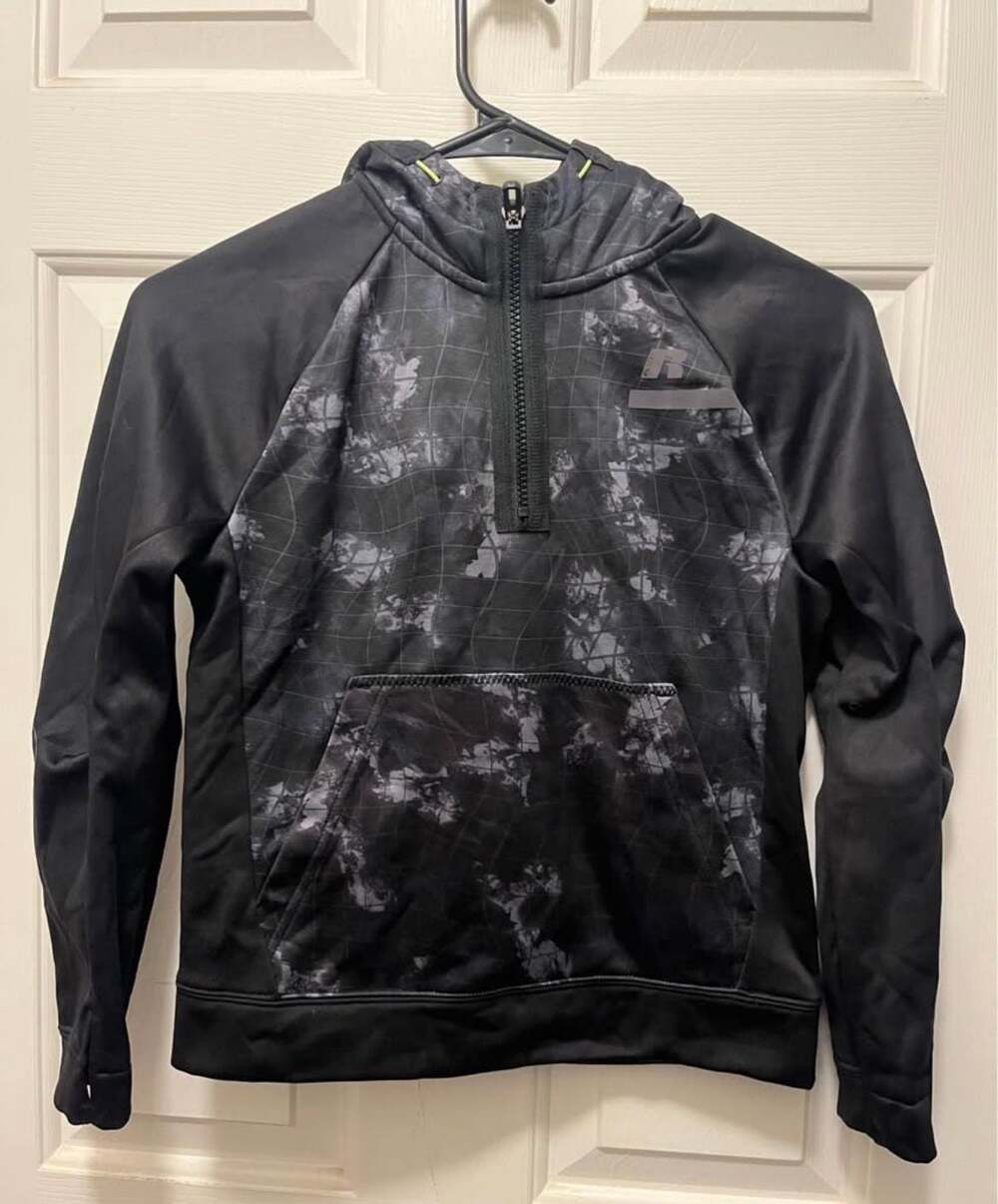 Russell Athletic Boys Dri-Power 360 Tech Fleece Quarter-Zip Hoodie Black Camo